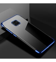 Xiaomi Redmi Note 9 PRo / 9S Köşeleri Renkli Kamera Korumalı Şeffaf Kılıf (Mavi)