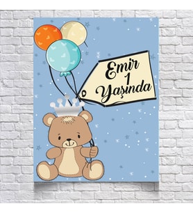 Balon ve Ayıcıklı Doğm Günü Afişi 35X50 cm