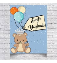 Balon ve Ayıcıklı Doğm Günü Afişi 35X50 cm