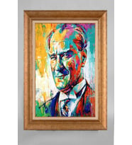 Altın Varaklı Paspartulu Çerçeveli Atatürk Tablo nt742