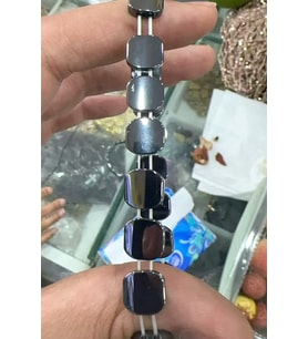 Hematit Taşı Yassı Kare Kesim 10x10mm- Parlak Füme Doğal Taş Dizi
