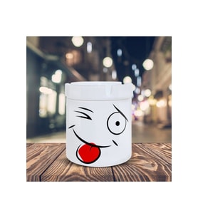 Dil Çıkaran Emoji Baskılı Küllük Seramik Kül Tablası-90170