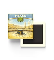 Retro Suudi Arabistan Mekke Şehri Temalı Vintage Buzdolap Magneti – 9x9 cm