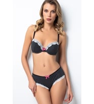 Miorre Push-Up Dolgulu Puantiyeli Sütyen Takım (Siyah - Beyaz)