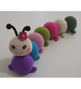 Gülen Tırtıl Amigurumi Organik Oyuncak