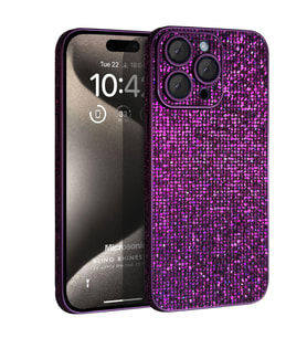 Microsonic Apple iPhone 16 Pro Kılıf Bling Rhinestones Mor (Mor)