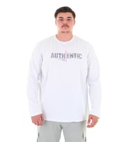 Erkek 115-155 Kilo Arası İçin Uygun Uzun Kol Bisiklet Yaka Mevsimlik Baskılı İnce Sweatshirt (Beyaz)