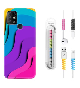 INFINIX Hot 8 9 10 11S Hot 10 Play 10T Kılıf Kablo Koruma Spiral Silikon Renk Cümbüşü 1631