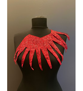 40X18 CM KIRMIZI PUL PAYETLİ GİYİM DİKİŞ YAKA AKSESUARI