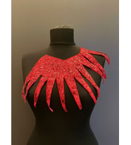 40X18 CM KIRMIZI PUL PAYETLİ GİYİM DİKİŞ YAKA AKSESUARI