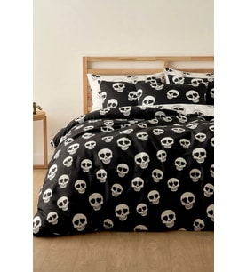 Skull Çift Kişilik -Çarşafı Lastikli-Pamuk Nevresim Takımı-