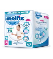Molfix Premium Smart Fit Bebek Bezi 6 Beden 15+ KG Extra Large 270 Adet Mega Ultra Fırsat Pk