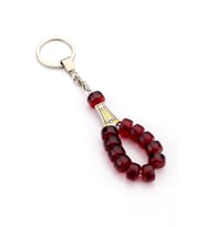 Kültürel Şıklık Koyu Kırmızı Tesbih Anahtarlık