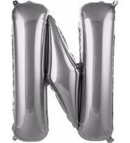 Pazariz  Balon N Harf 76 cm Gümüş Folyo Balon 34 Inc