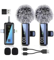 Torima Yaka Mikrofonu Type-C Lightning Aux 2 Adet 3IN1 Kablosuz Mikrofon H68 Siyah