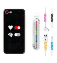 Apple iPhone 5 6 7 8 Plus Se XR Kılıf Kablo Koruma Spiral Silikon Love Brain 1722