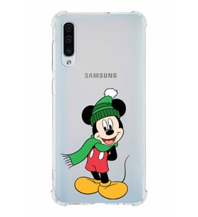 Samsung Galaxy A30s Köşe Korumalı Antişok Kapak Mickey Mouse Tasarımlı Şeffaf Kılıf