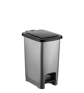 Omnipazar SY-4280 10 lt Slim Pedallı Gri Plastik Çöp Kova Siyah Kapak
