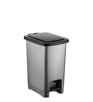 Omnipazar SY-4280 10 lt Slim Pedallı Gri Plastik Çöp Kova Siyah Kapak