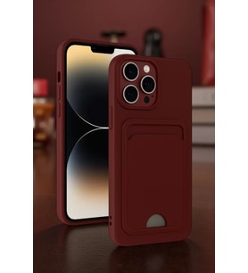ERTAN iPhone 15 Pro Max Kılıf Kelvin Kartvizitli Silikon - Bordo