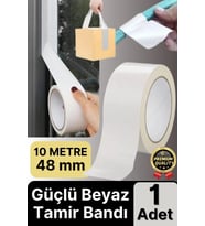 1 Adet Ekstra Güçlü Dayanıklı Su Geçirmez Sızdırmaz Yalıtım İzolasyon Beyaz Tamir Bandı 10 Mt 48 Mm