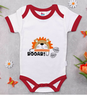 BK Kids Roar Tasarımlı Kırmızı Bebek Body Zıbın-1