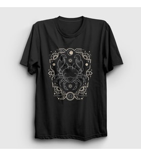 Presmono Unisex Siyah Cancer Zodiac Hediye Yengeç Burcu T-Shirt 526543tt