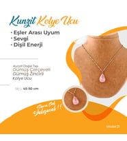 Kunzit Doğaltaş Kolye Ucu, Gümüş zincirle birlikte 2x1,5 cm, M480