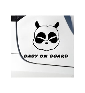 Panda Kafası Bebek On Board Tasarım Oto Sticker Siyah 15*8 Cm