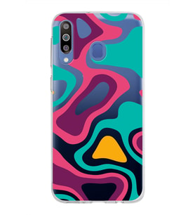 Samsung Galaxy M30 Kapak Renkli Desen Tasarımlı Şeffaf Silikon Kılıf