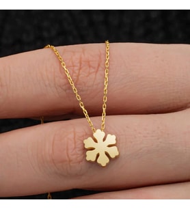 Gümüş Gold Minimal Kar Tanesi Kadın Kolye