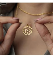 Kişiye Özel 925 Ayar Gümüş Voleybol Topu Kolye Anlamlı Spor Hediyesi (Gold)