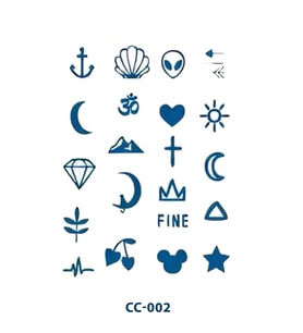 CC-002 YARI KALICI ÇOKLU ŞEMATİK DESEN PARMAK VE VUCUT DÖVME-TATTO