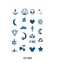 CC-002 YARI KALICI ÇOKLU ŞEMATİK DESEN PARMAK VE VUCUT DÖVME-TATTO