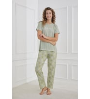 Kadın Likralı Süprem Bisiklet Yaka Pijama Takım  70109-1219