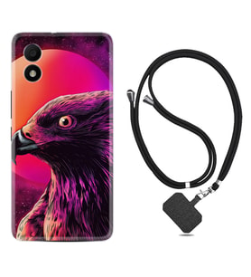 TCL 303 Kılıf Silikon Boyun Askılı İpli Desenli Silikon Red Eagle 1752