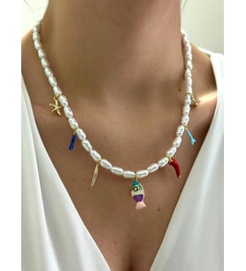 Balık Charm Detaylı Çelik Kolye