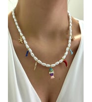 Balık Charm Detaylı Çelik Kolye