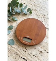 Atbyhome Akasya Yuvarlak Dijital Mutfak Terazisi - 5 kg Kapasite - Bambu Desenli Hassas Tartı