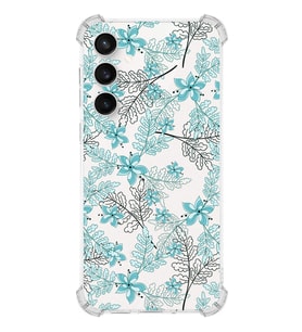 PrintiFy Samsung S23 FE Uyumlu Köşe Korumalı Floral Su Yeşili Tasarımlı Şeffaf Silikon Kılıf