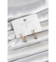Minimal Nazarlı Model Gold Renk Zirkon Taşlı Kadın Küpe - TJ-BKP11642