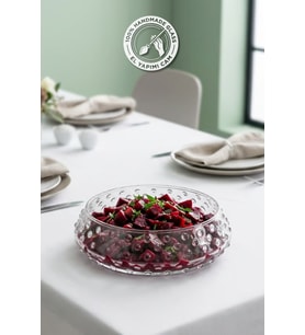Selen Concept Bubble Model Orta Boy El Yapımı Cam Salata ve Sunum Kasesi (Şeffaf)