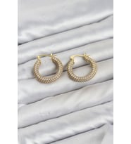 Gold Renk Full Zirkon Taşlı Halka Kadın Küpe TJ-BKP11940