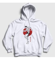 Presmono Unisex Beyaz Fighter Anime Hanma Baki Kapüşonlu Sweatshirt 317427tt