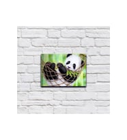 Hamakta Sallanan Panda Ahşap Tablo Seviml Hayvanlar