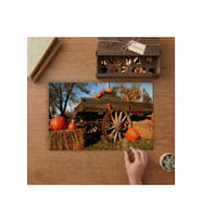 Tahta Tekerlekl Araba Balkabakları - Dekor Tasarımı 240 parça Ahşap Puzzle Ahşap Kutuda MP01806