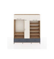 Hyperion Dolap 18 Raflı 4 Çekmeceli Tek Askılı 220x44x243 Çam-Aytaşı/Antrasit