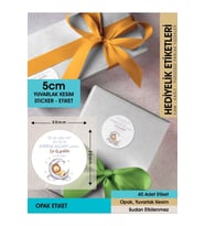 Aslan Konseptli Etiket, Hediyelik Etiket5cm - 40 Adet Opak Etiket
