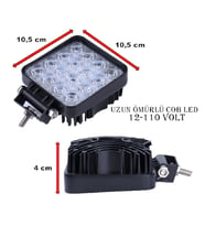 16 Ledli Projektör Kare Lamba COB Ledli Kalın Kasalı 12-110 Volt