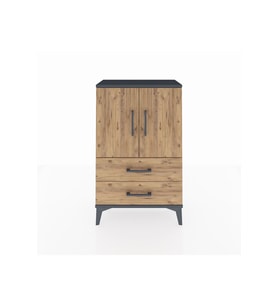 Arges Komodin 2 Raflı 2 Çekmeceli 2 Kapaklı 60x30x96 Antrasit-Çam